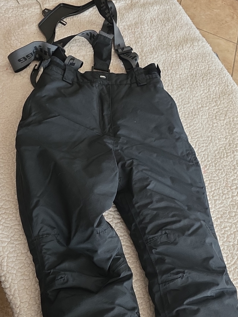 Black Ski Snow Pants with Adjustable Suspenders